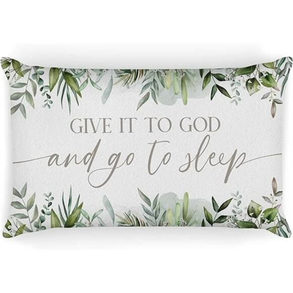 Give It to God and Go to Sleep Pillow Cover 12x20 Eucalyptus Christian Home Deco - Picture 5 of 5